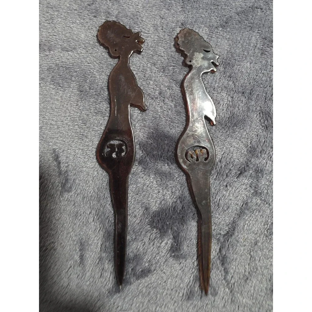 VINTAGE 35 & 40 Nude Lady SWIZZLE Sticks Plastic Drink STIRRERS Hong Kong Set 2